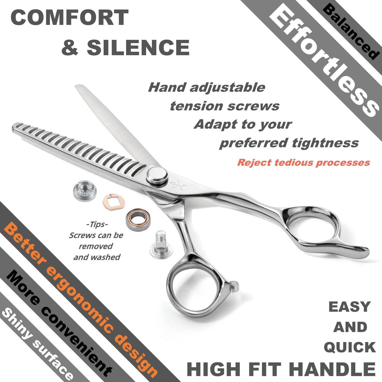 Fengliren Fengliren High-end Professional Hair Thinning Scissors Hair Cutting Teeth Shears Barber Hairdressing Texturizing Scissors Extremely Very Sharp 6.3 Inch 440C Stainless Steel For Men Women Salon & Home