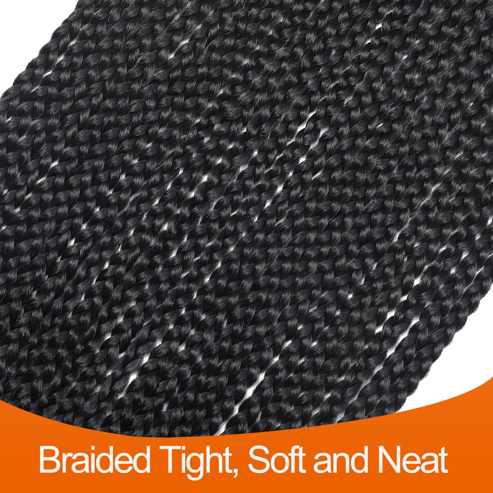 Chicmoi 36 Inch Long Box Braid Crochet Hair 144 Strands Thin Crochet Box Braids Pre Looped Box Braids Crochet Braids black Box Braid Crochet Hair for Black Women (36 inch box braids 6 packs, 1B)