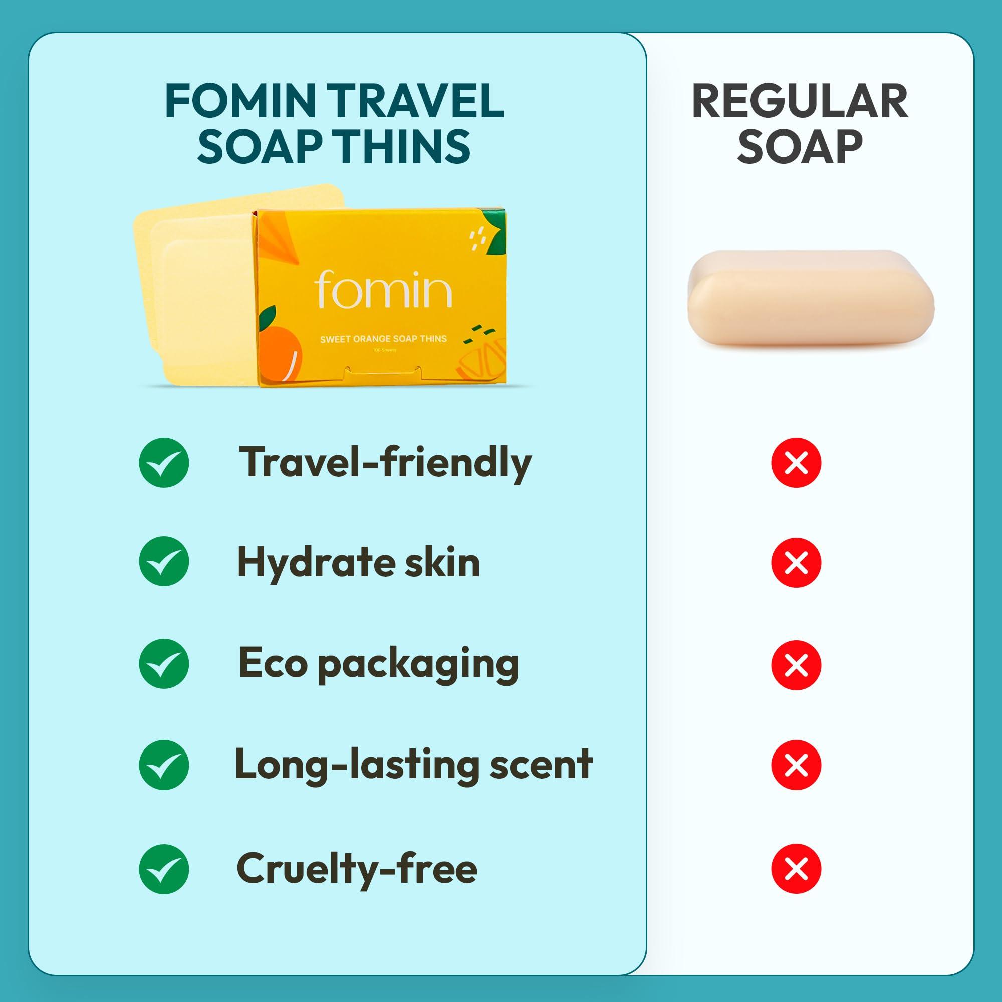 FOMIN FOMIN - Antibacterial Paper Soap Sheets for Hand Washing - (100 Sheets) Rose Portable Travel Soap Sheets, Dissolvable Camping Mini Soap, Portable Hand Soap Sheets