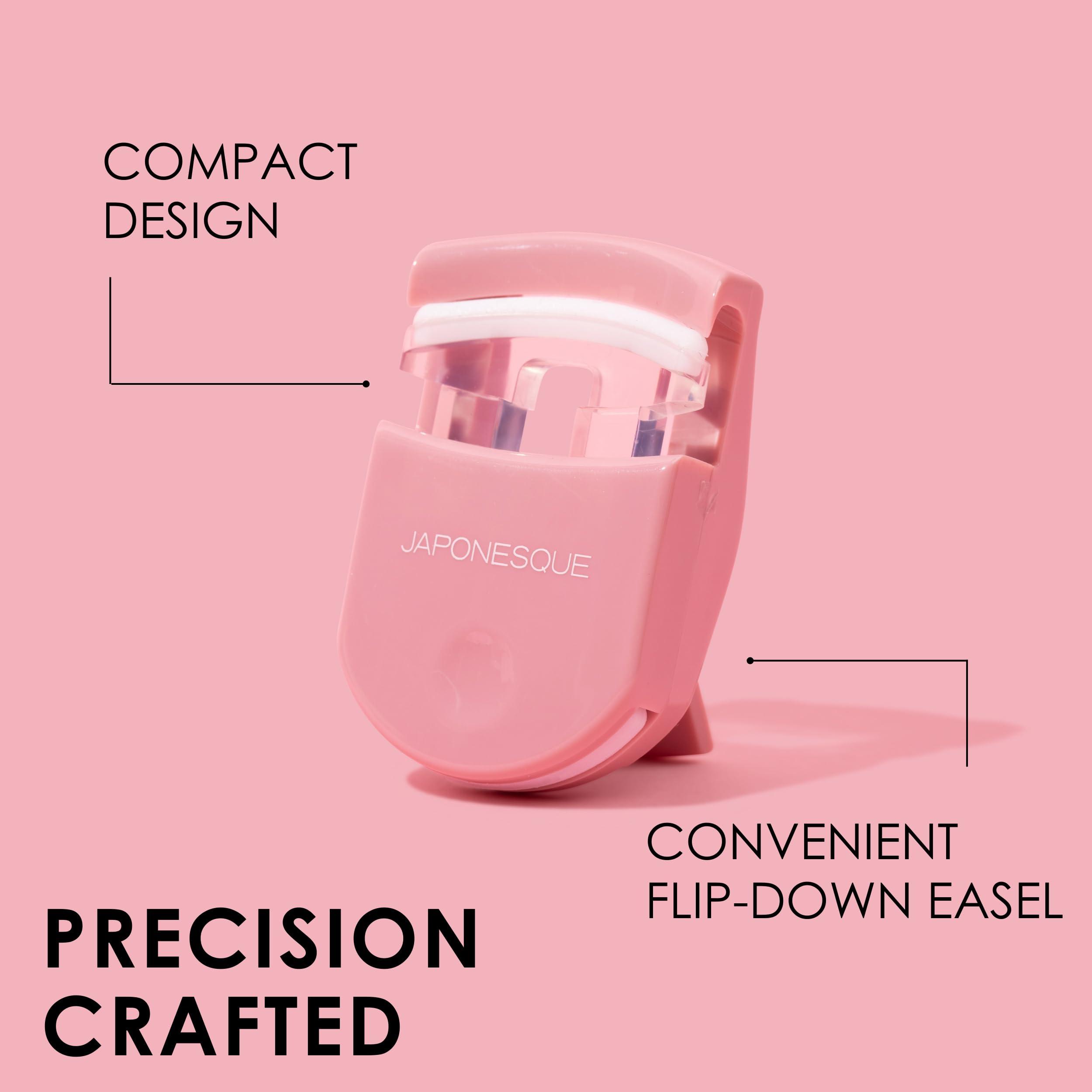 JAPONESQUE JAPONESQUE Travel Eyelash Curler, Pink - Plastic Eyelash Curlers for Travel Makeup, Go Curl Lash Curler with Bonus Replacement Lash Pad - 1 Pack