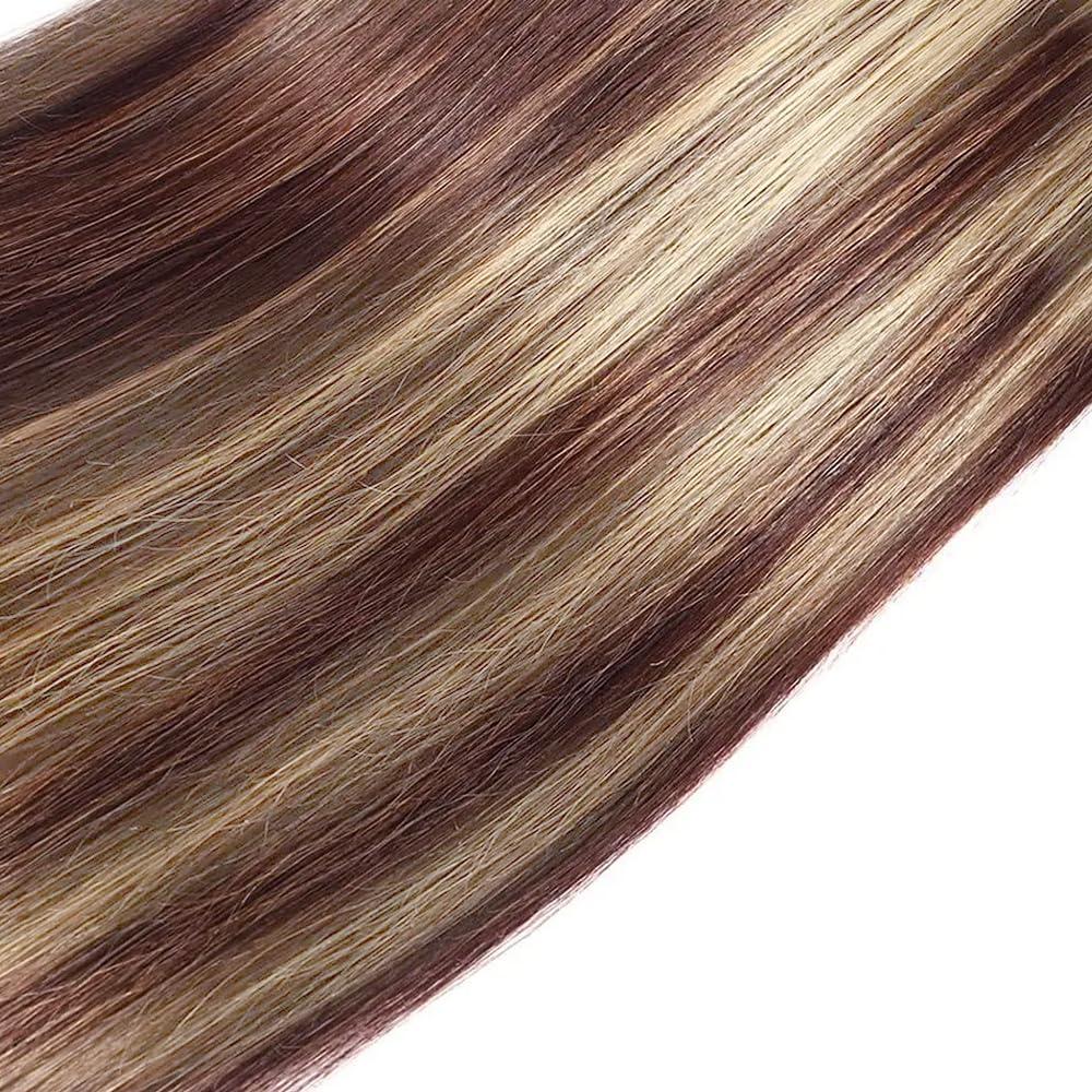 LadrXadr Highlight Bundles 613 Human Hair Bundles #33 Brown Straight Human Hair Bundles 12 14 16 inch 3 Bundles Blonde Human Hair Bundles 613/33 Straight Human Hair Bundles