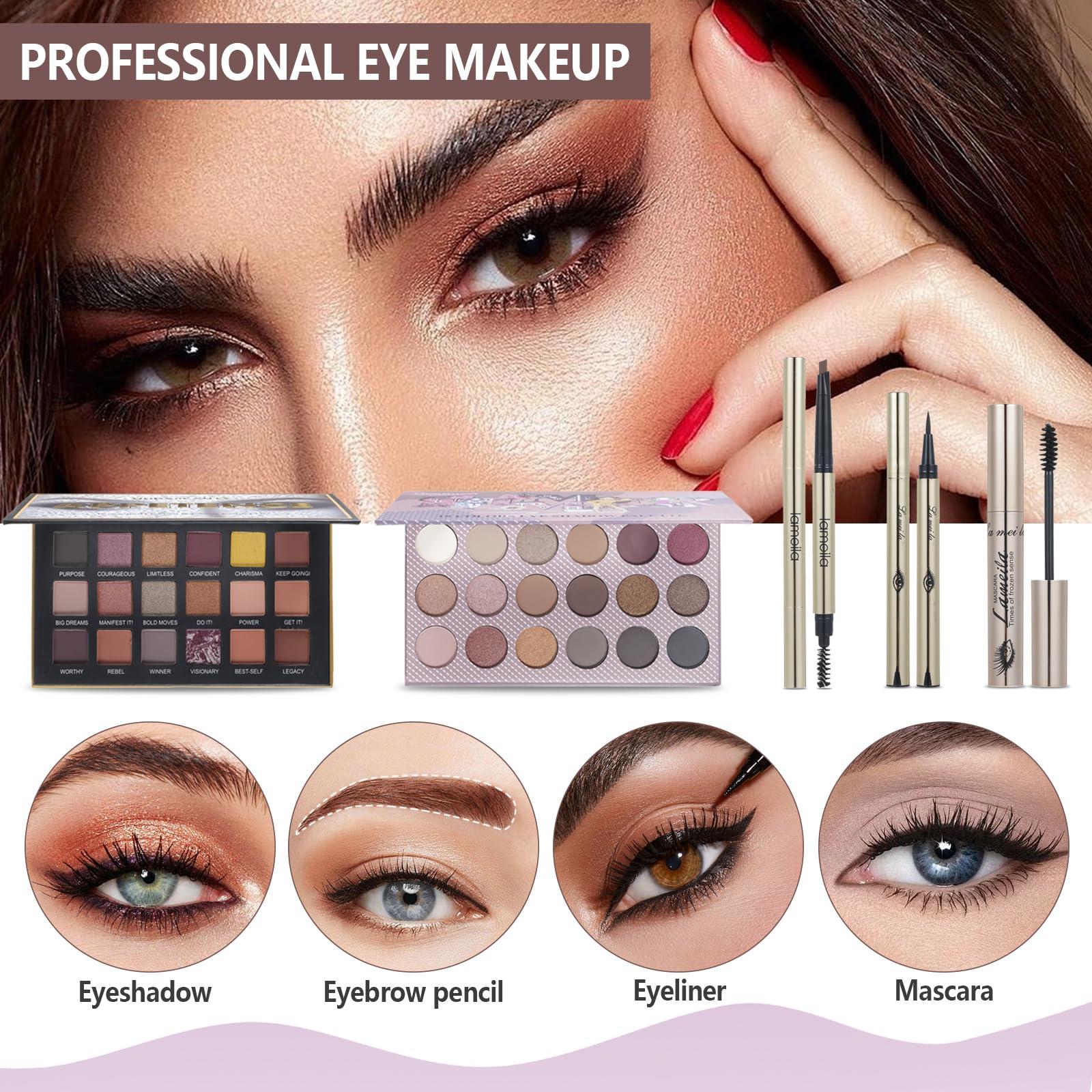 Generic All in One Makeup Kit for Women Full Kit, Makeup Gift Set for Women & Girls, Travel Makeup Set, Professional Makeup Kit Includes Eyeshadow Lipstick Brow Pencil Eyeliner Brush Set Etc