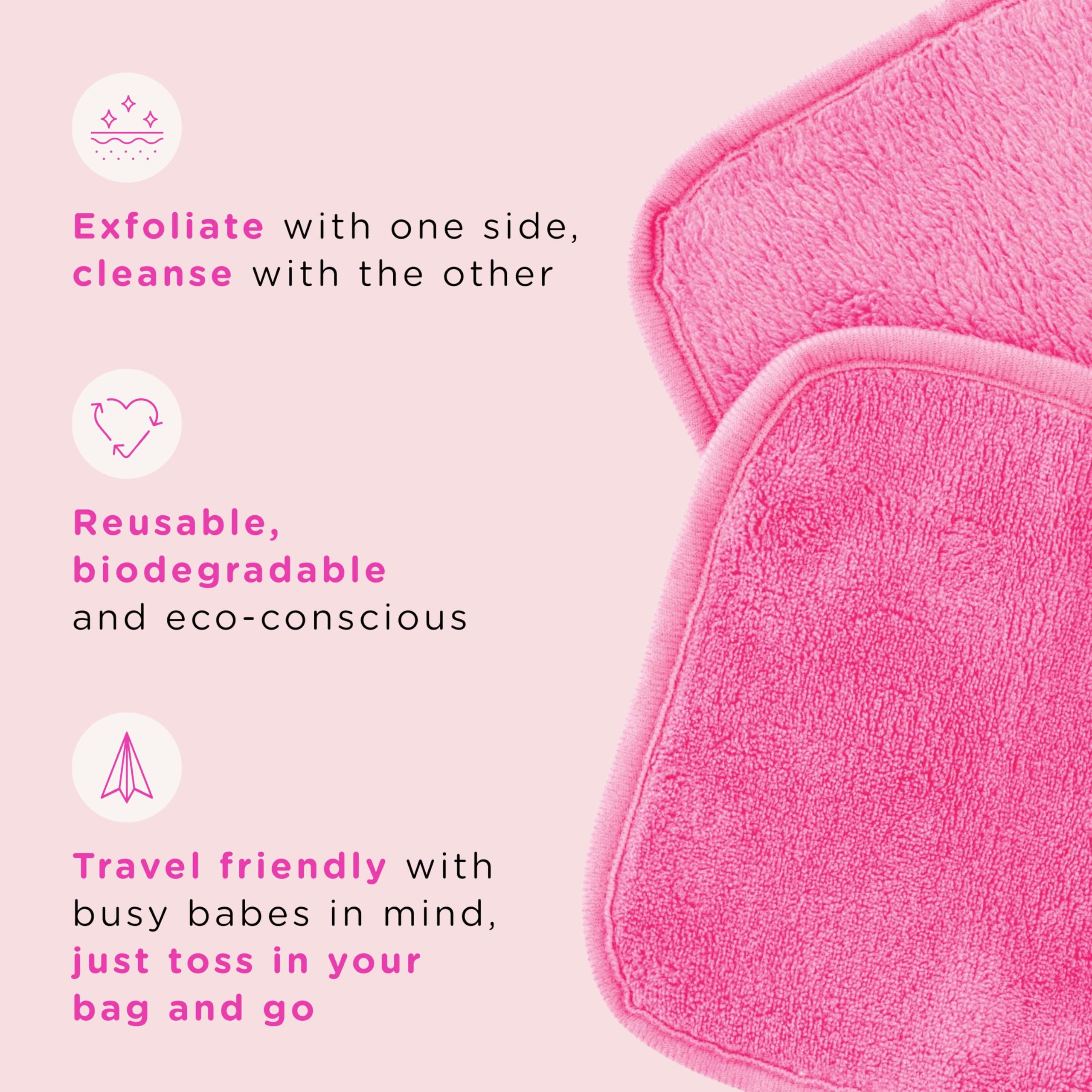 ERASE YOUR FACE ERASE YOUR FACE Makeup Remover Cloths - Reusable Microfiber Face Towels to Cleanse & Remove Makeup - Water Activated, Dual-Sided Design for Easy Use (4 Count)