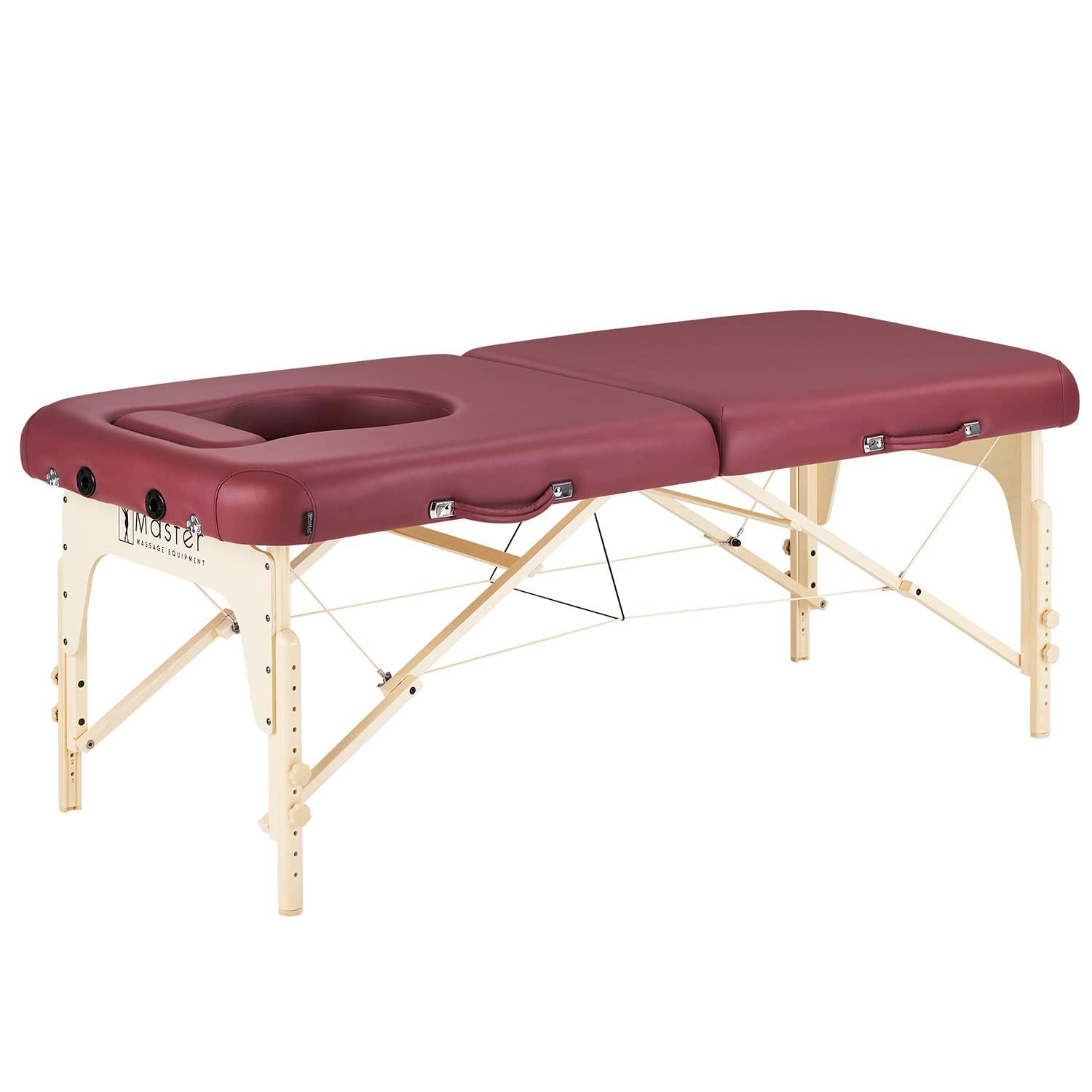 Master Massage Master Massage 30'' Eva Portable Pregnancy Massage Table for Female Clients and Obese Individuals, Spa Salon Facial Bed for Pregnant Women- Multi Functional (Burgundy)