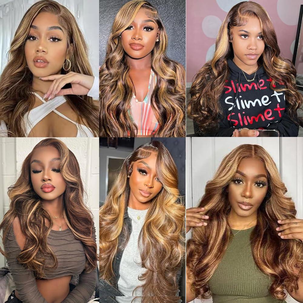 ZevPiul Ombre Blonde Bundles Human Hair Highlight Human Hair Bundles 2 Tone Honey Blonde Human Hair Bundle 8A Brazilian Virgin Blonde Highlight Human Hair 2 Bundles 24 24 Inch 200g