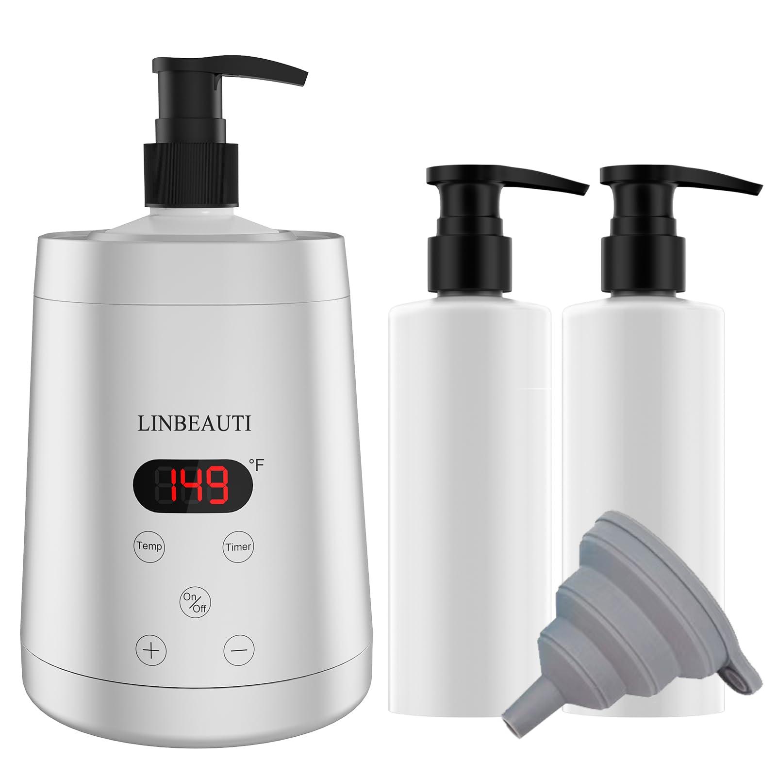 LINBEAUTI LINBEAUTI Massage Oil Warmer Bottle Professional Lotion Heater for SPA, Automatic Oil Warmer Heated Oil Lotion Cream for Salon, Barber Shops, Home, with Two Oil Bottle Dispenser