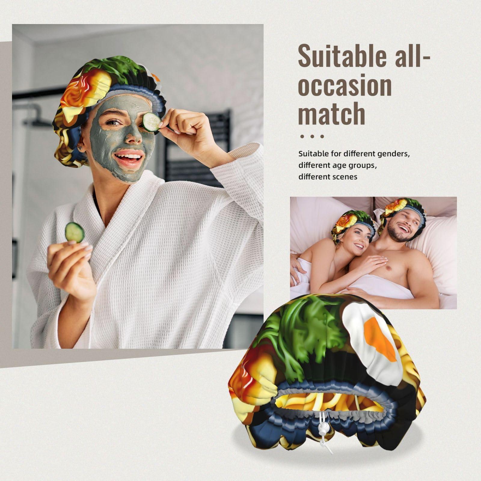 HGFVY Double Layer Reversible Hair Wrap Satin Sleep Egg Cup Noodle Ramen Cap Bonnet for Braid Curly Hair Satin Bonnet Black