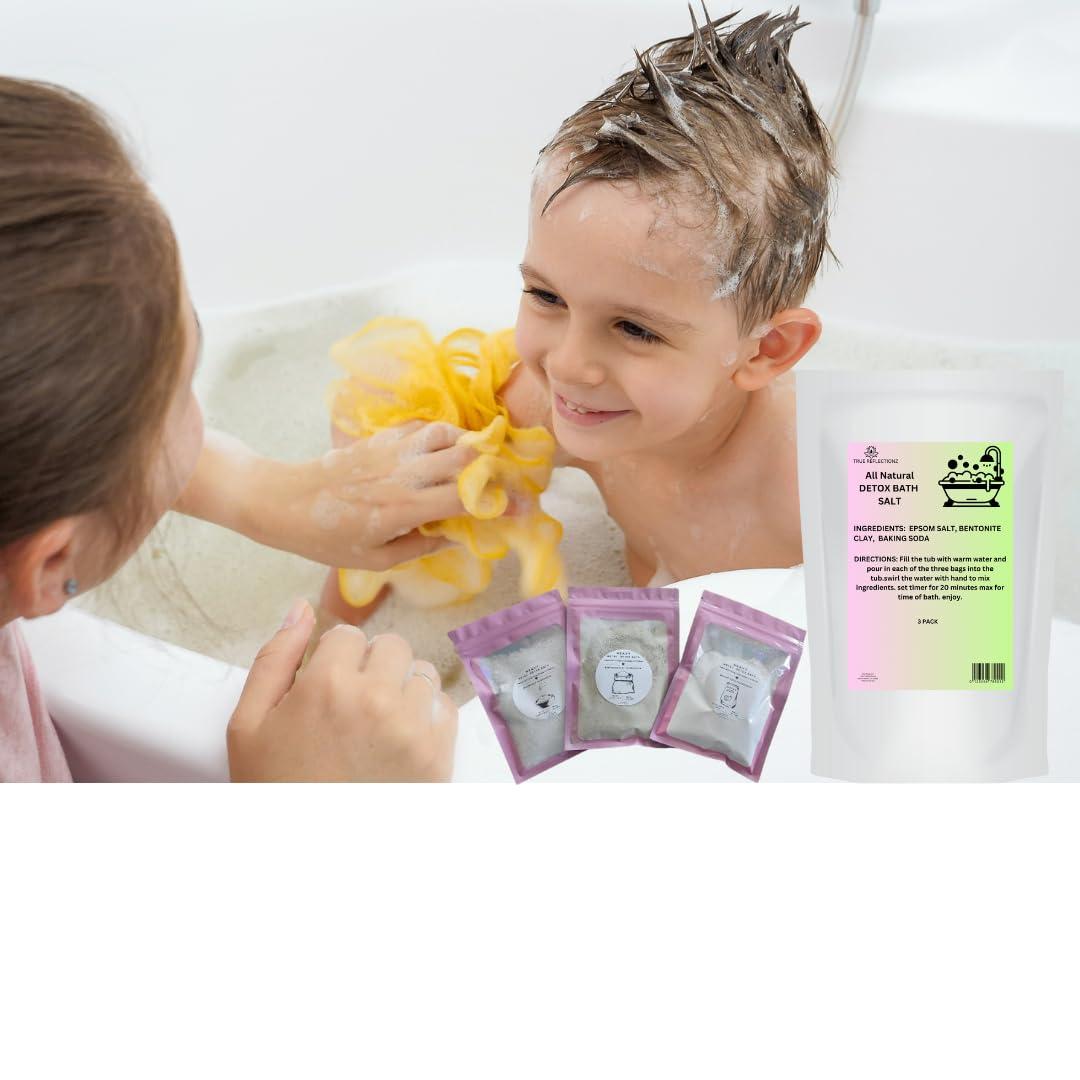 True Reflectionz Natural Bath Detox Heavy Metal Detox Bath Helps with congnitive Delays in Kids No Measuring Required Remove Heavy Metal from Body Remove toxins Epsom Salt, Healing Clay Aluminum Free Baking soda 4lb