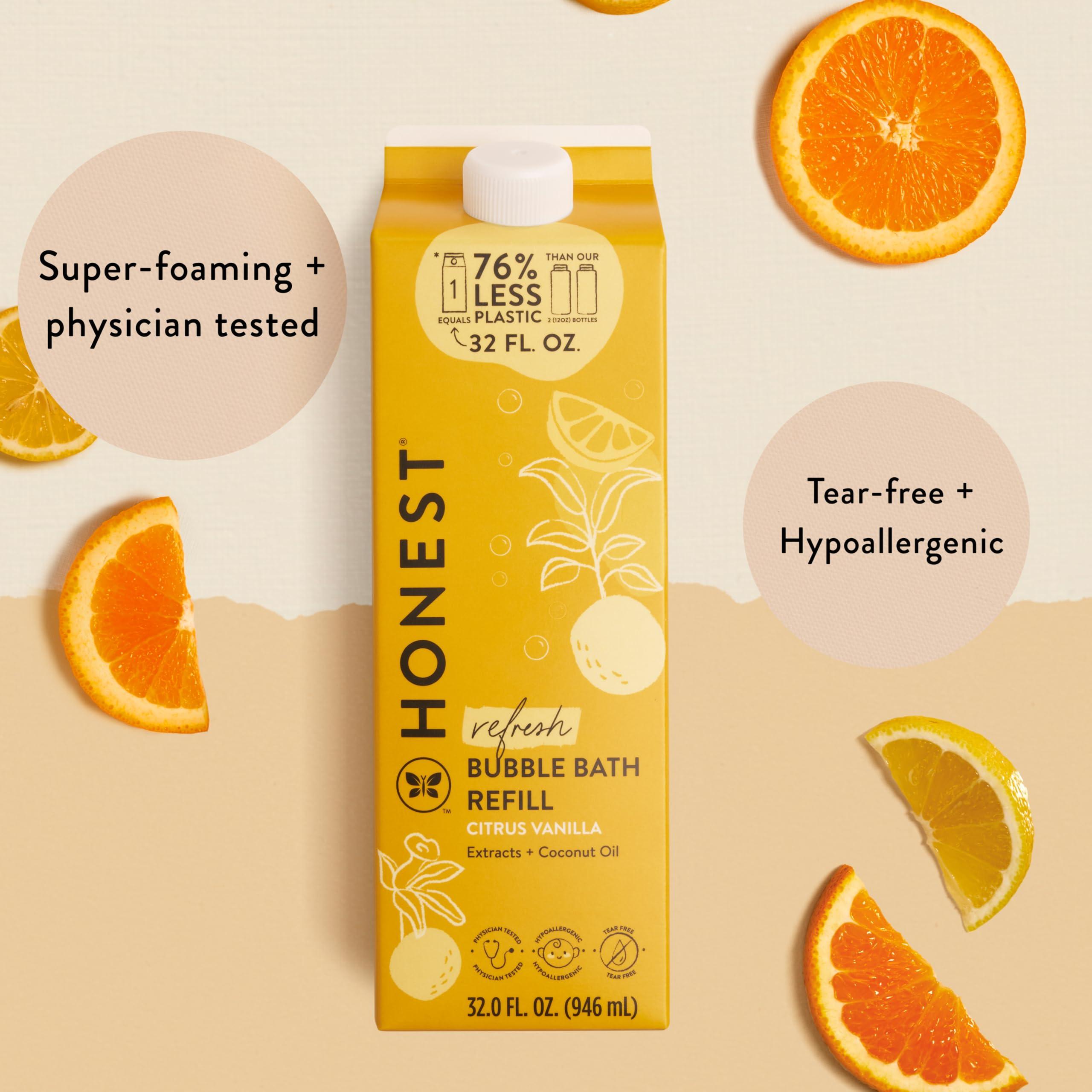 The Honest Company The Honest Company Foaming Bubble Bath Refill Carton | Gentle for Baby | Naturally Derived, Tear-Free, Hypoallergenic | Citrus Vanilla Refresh, 32 fl oz