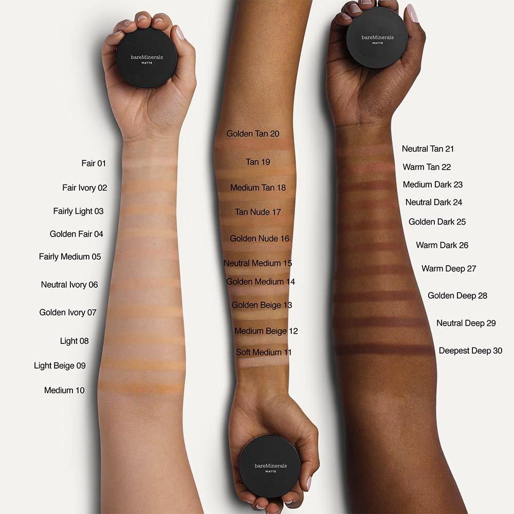bareMinerals bareMinerals Original Loose Powder Foundation SPF 15, Lightweight Mineral Loose Powder Foundation Makeup, Buildable Coverage, Talc Free, Vegan (Fairly Medium 05)