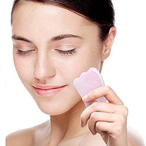 fengshuisale Feng Shui Gua Sha Scraping Massage Tool, Natural Rose Quartz/Green Aventurine Wing-shape Guasha Board Traditional Scraper Tool W3415 (pink)
