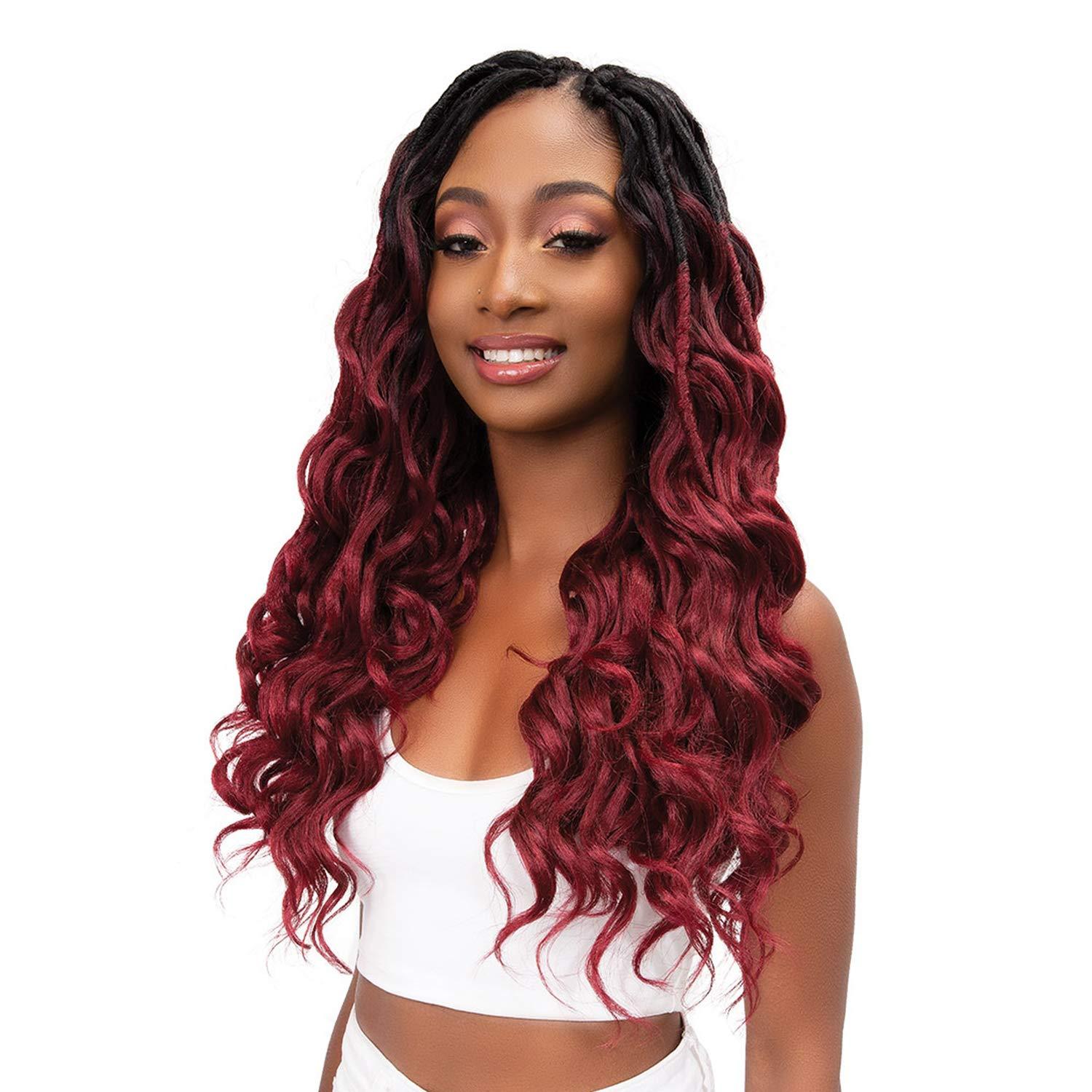 Hair Plus Femi Collection MnM'S Crochet Braids MnM'S Ocean Locs 20" (1-pack, T1B/BURG)