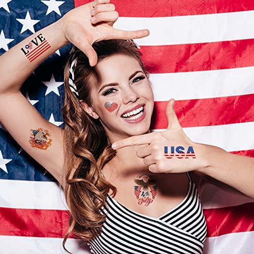 winthrop 20 Sheets 4th of July Temporary Tattoos for Women – Independence Day Waterproof Body Art Stickers