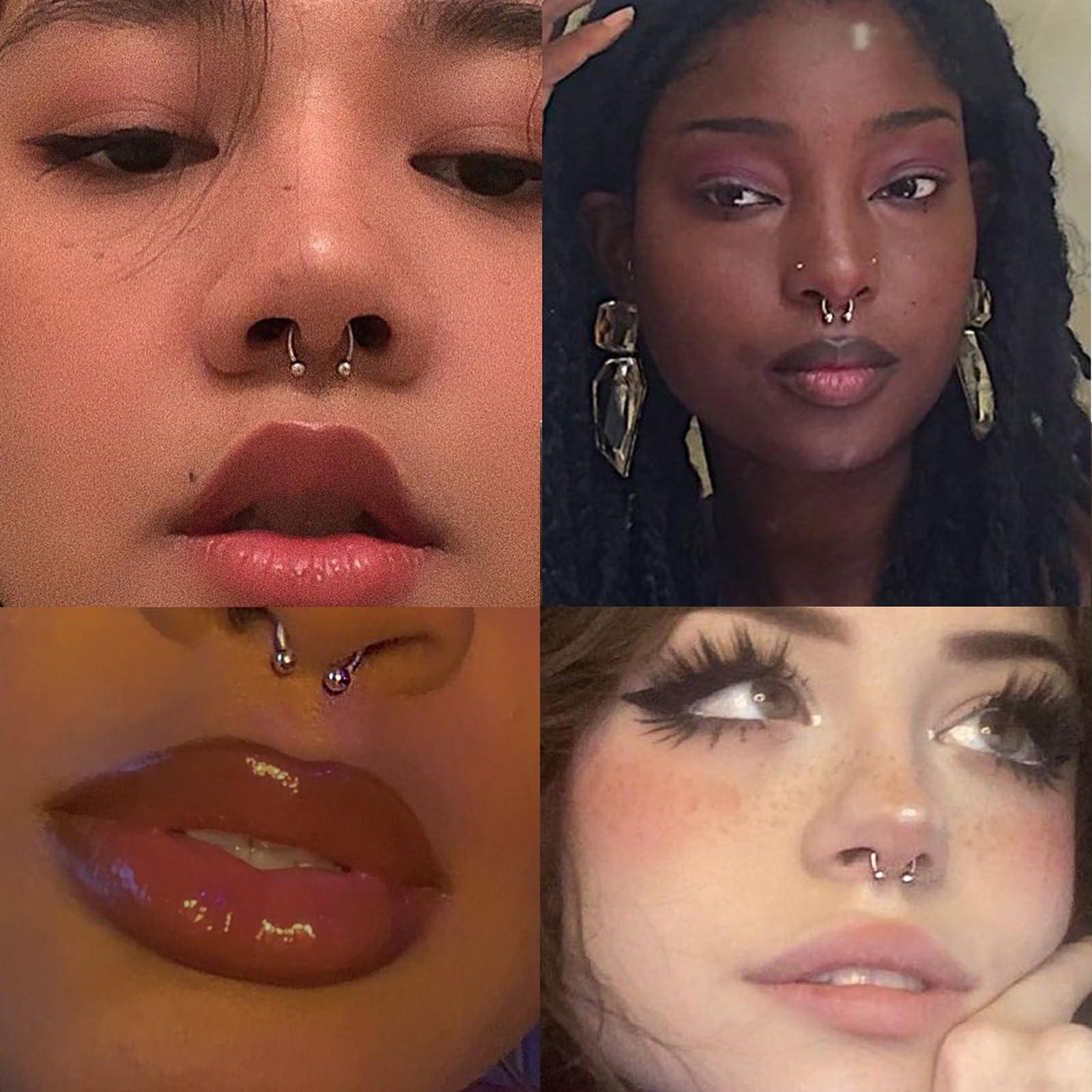 Lovamis Lovamis 5PCS Professional Body Piercing Kit for Septum/Nose/Belly Button/Lip/Nipple, Safe Piercing Gun Kits, Body Piercing Needle Tool Kits Stainless Steel for Women Men(septum piercing kit)