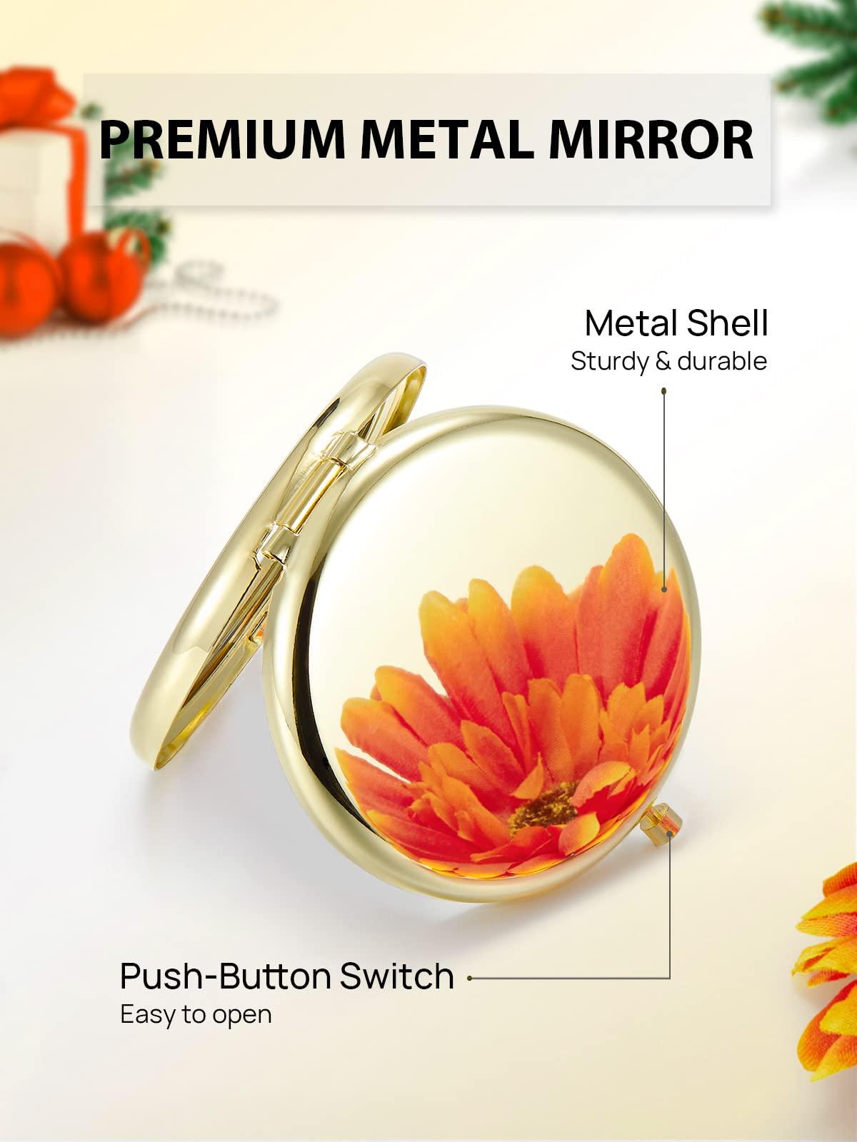 Getinbulk Getinbulk Compact Mirror Bulk, Pack of 24 Double-Sided 1X/2X Magnifying Metal Makeup Mirrors((Round,Gold)