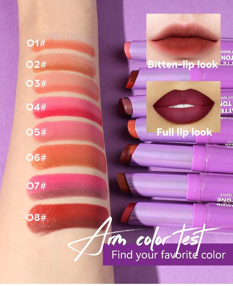 SLYHHZHMY SLYHHZHMY 2-in-1 Dual Tone Lipstick, Shimmery Matte Lip Gloss Nourishing Long Lasting Moisturizing (4)