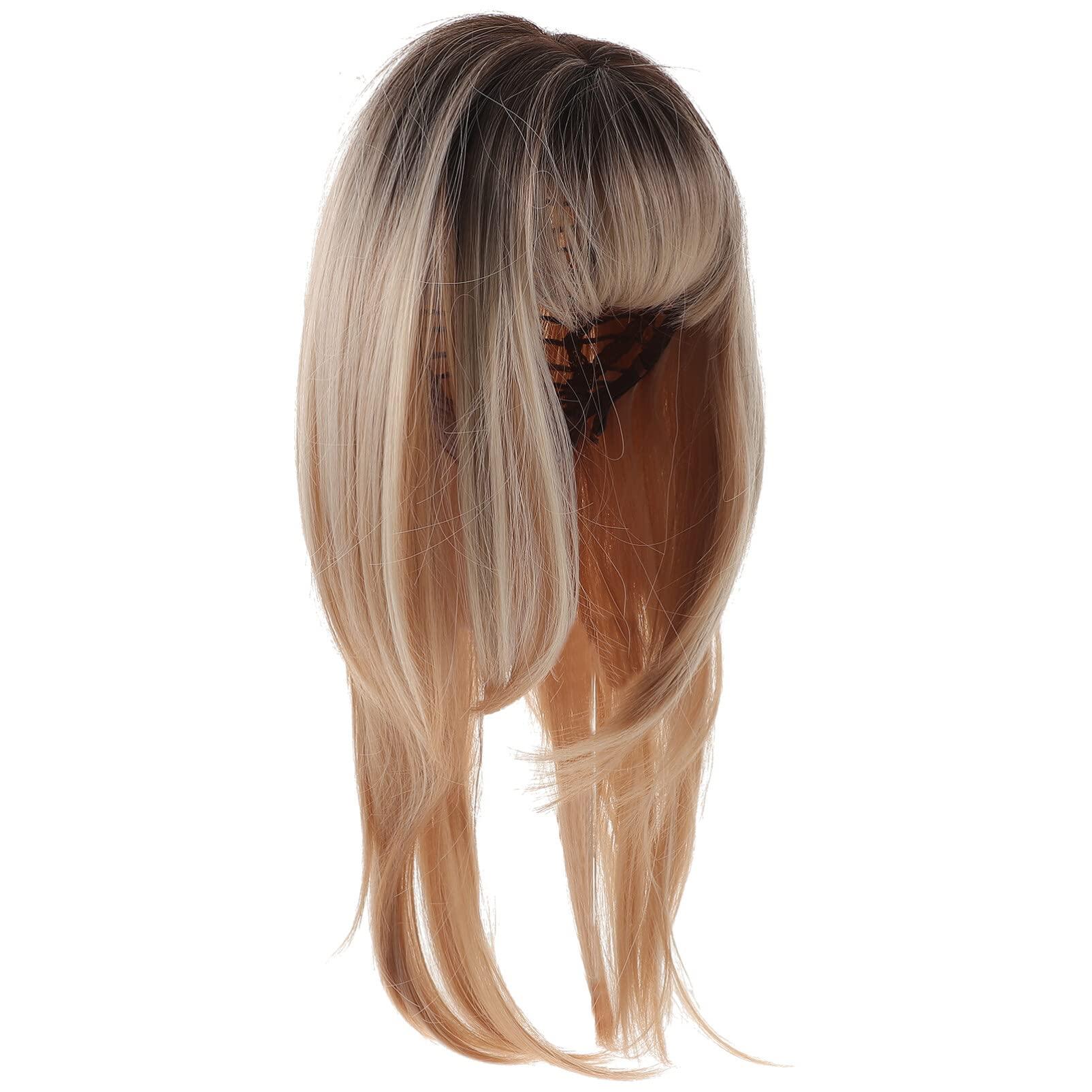 KALLORY KALLORY Blonde Wig with Bangs, Synthetic Straight Hair Wig Wig Cosplay Wig Hairpiece for Women Girls Womens Wigs
