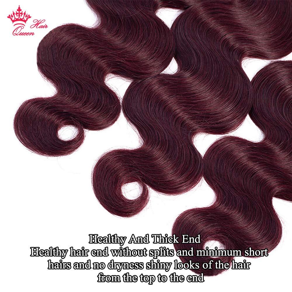 Queen Hair Queen Hair Products Brazilian Virgin Human Hair Body Wave Bundles Burgundy Hair Extensions Wine Red 99j Color (10 10 12)