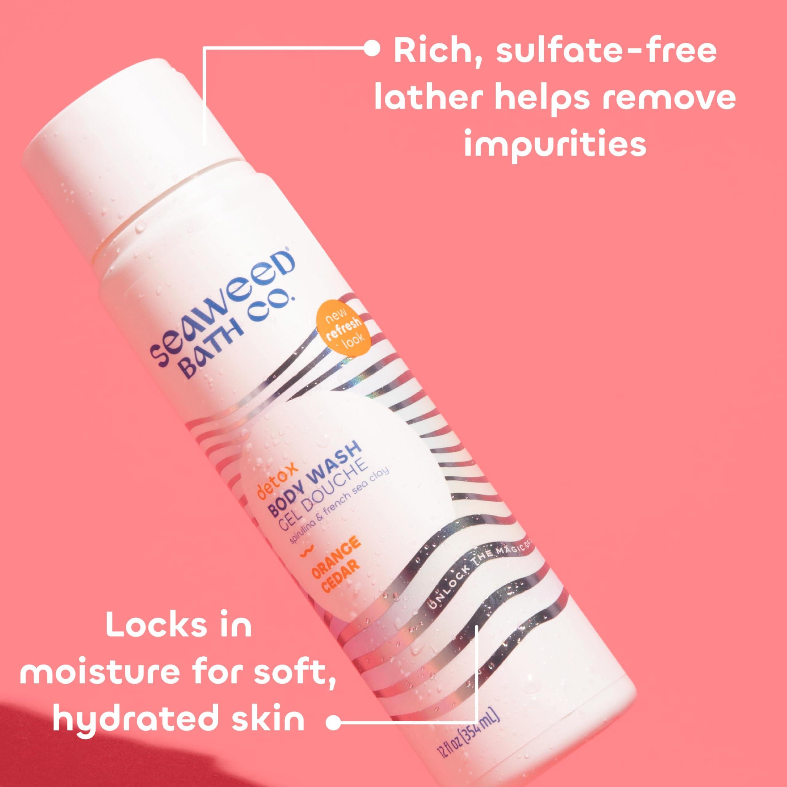 The Seaweed Bath Co. Seaweed Bath Co. Detox Body Wash, Orange Cedar Scent, 12 Ounce, Shower Gel for Men & Women, Vegan, Paraben Free, Sulfate Free, Cruelty Free