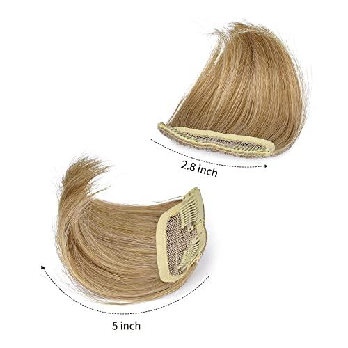 REECHO REECHO 2 pack 4 inch Short Thick Hairpieces Adding Extra Hair Volume Clip in Hair Extensions Hair Topper for Thinning Hair Women Color Golden Blonde with Highlights