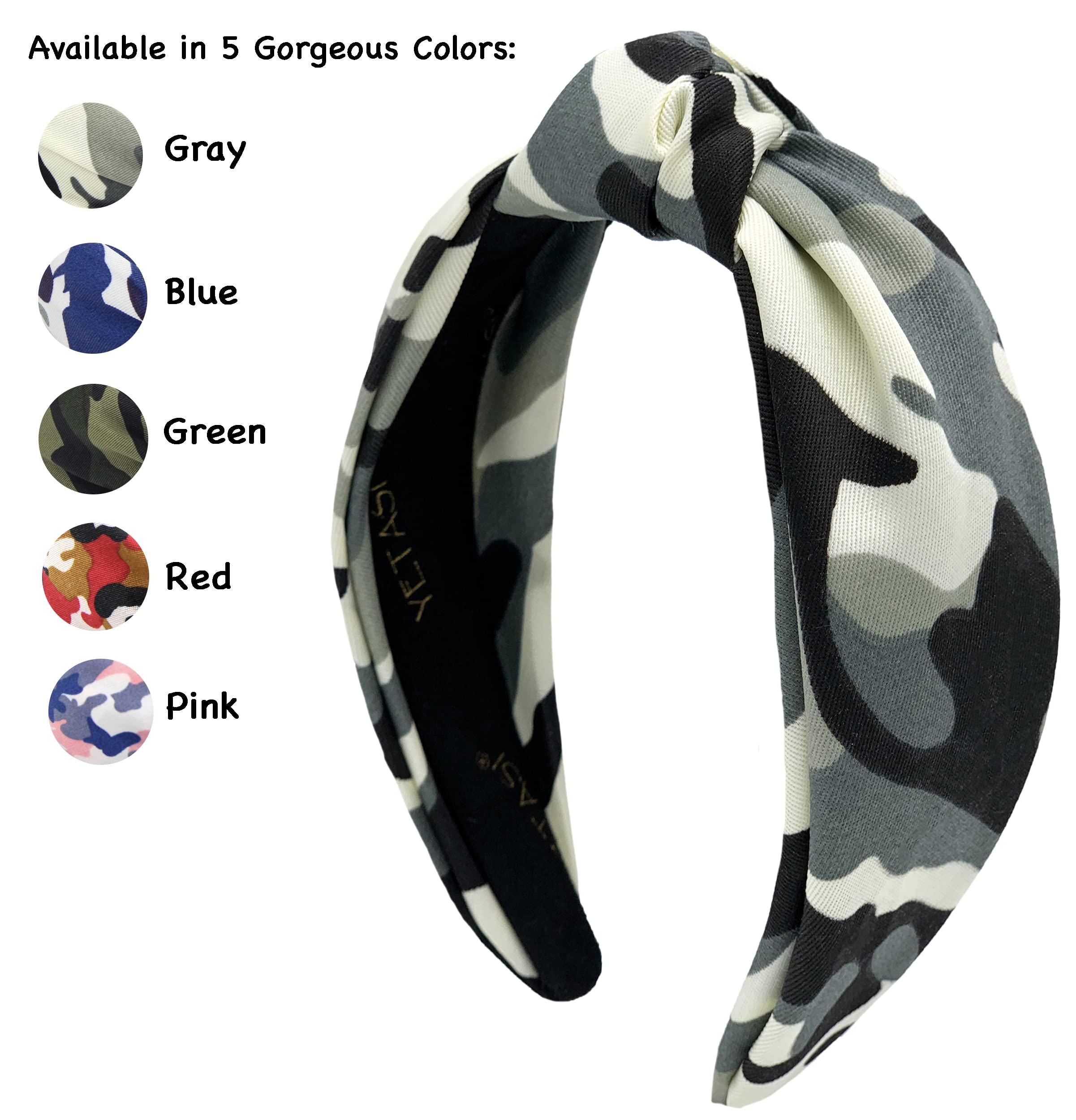 YETASI YETASI Gray Headband is Chic. Camo Headbands for Women is a Unique Army Knotted Headband for Women Grey Knot Headband