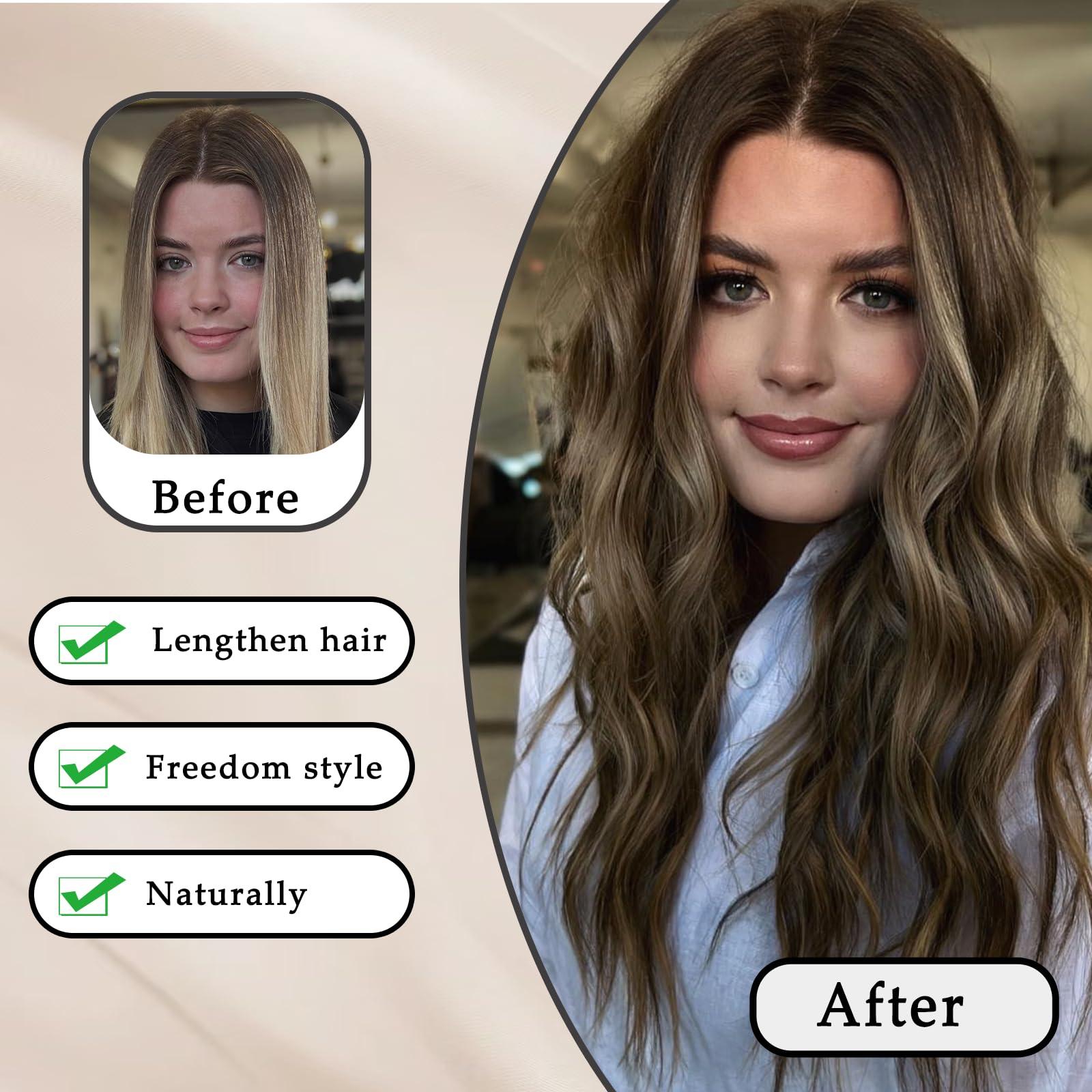 WOMWOM Clip in Hair Extensions, 14 Inch Hair Extensions Clip Ins 4 Pcs Synthetic Curly Wavy Hair Extensions Long Thick Clip on Hair Extensions Hairpieces (Platinum Blonde)