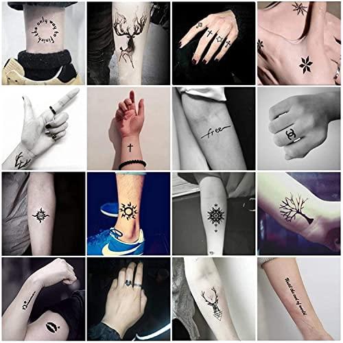 Jacknb Jacknb Temporary Tattoo Kit, Semi Permanent Tattoo Jagua Gel Freehand Ink Temp Tattoos for Women Kids Men Body Art Painting DIY Fake Tattoos Freckles 40 Pcs Tattoo Stencils - 2 Bottles (1oz)