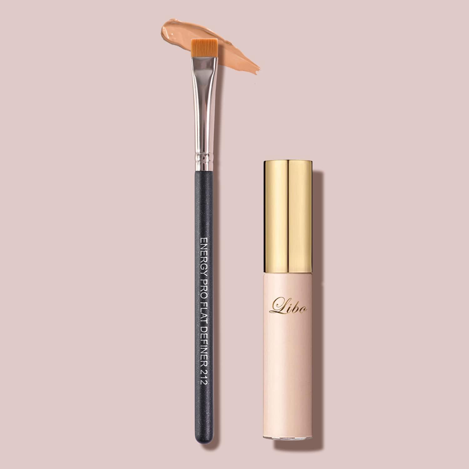 ENERGY ENERGY Flat Concealer Brush for Eyeliner Eyebrows Defining Precision Lash Liner Brow Concealing with Gel Cream Firm Stiff Thin Synthetic Bristle Flat Definer Brush