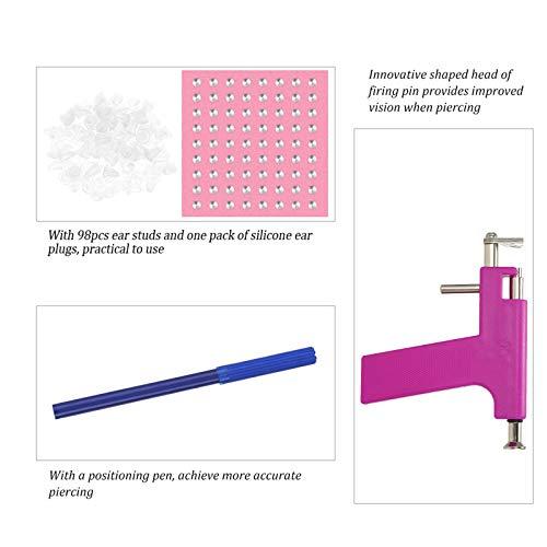 Anself Ear Piercing Gun Set Anself Ear Piercing Tool Kit Safety Lips Ear Nose Navel Body Piercing Gun Tools Set With 98pcs Earring Studs For Salon Home Pearcings Kits