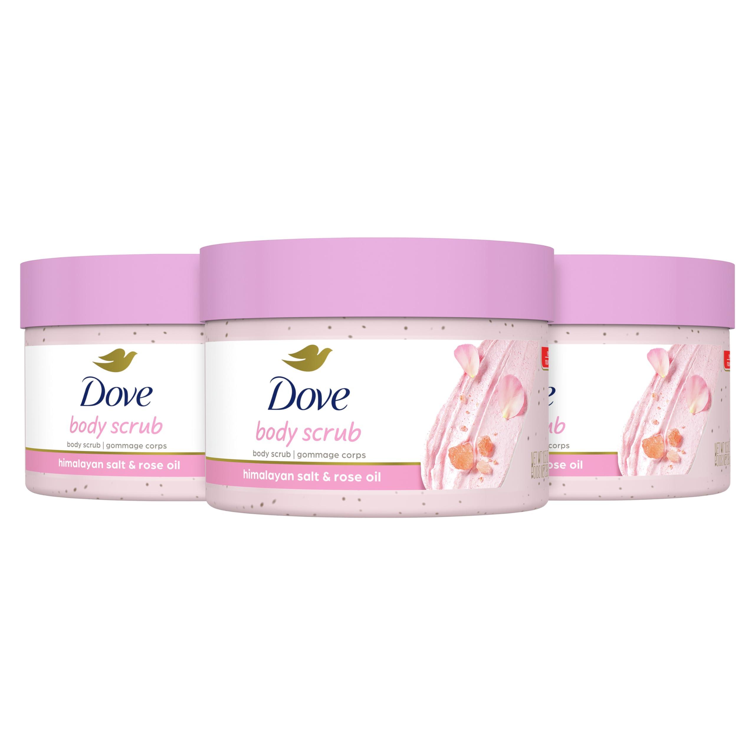 Dove Dove Body Scrub Himalayan Salt & Rose Oil 3 Count for Visibly Silky-Smooth, Nourished Skin, with Moisturizing Cream, 10.5 oz