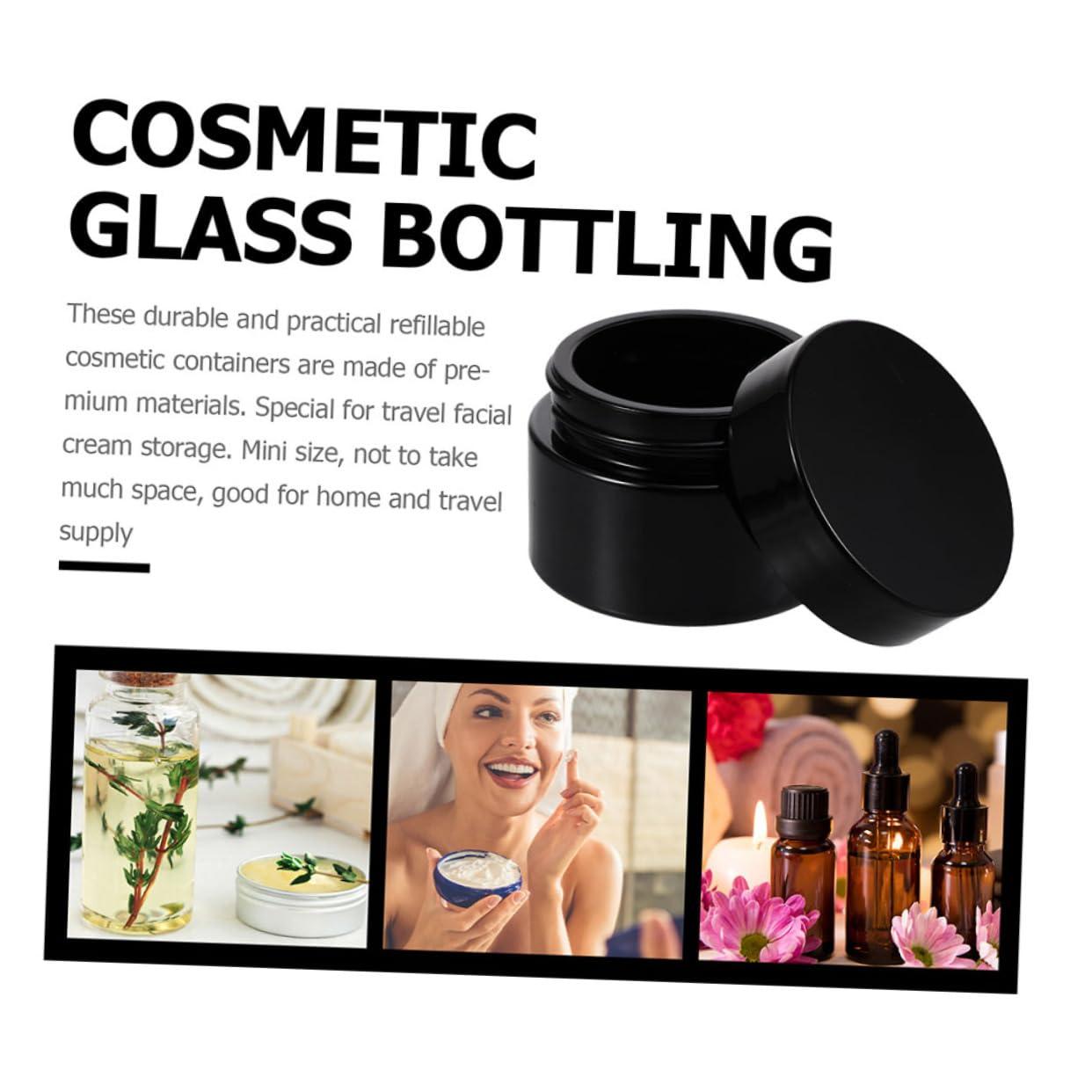 MUSISALY MUSISALY 5pcs Cream Bottle Beads Storage Pots Face Cream Cosmetics Cream Sub Bottle Clear Beads Moisterizer Container Empty Cosmetic Jars Sub Packaging Container Hand Cream Jar Black Glass