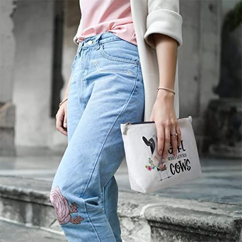 GevGuxLuo GevGuxLuo Cow Gifts for Cow Lovers, Cow Makeup Bag for Women with Mirror, Cow Birthday Gifts Ideas for Daughter Sister Bestie, Cute Cow Themed Gifts Animal Lovers Gifts for Women Who Loves Cows