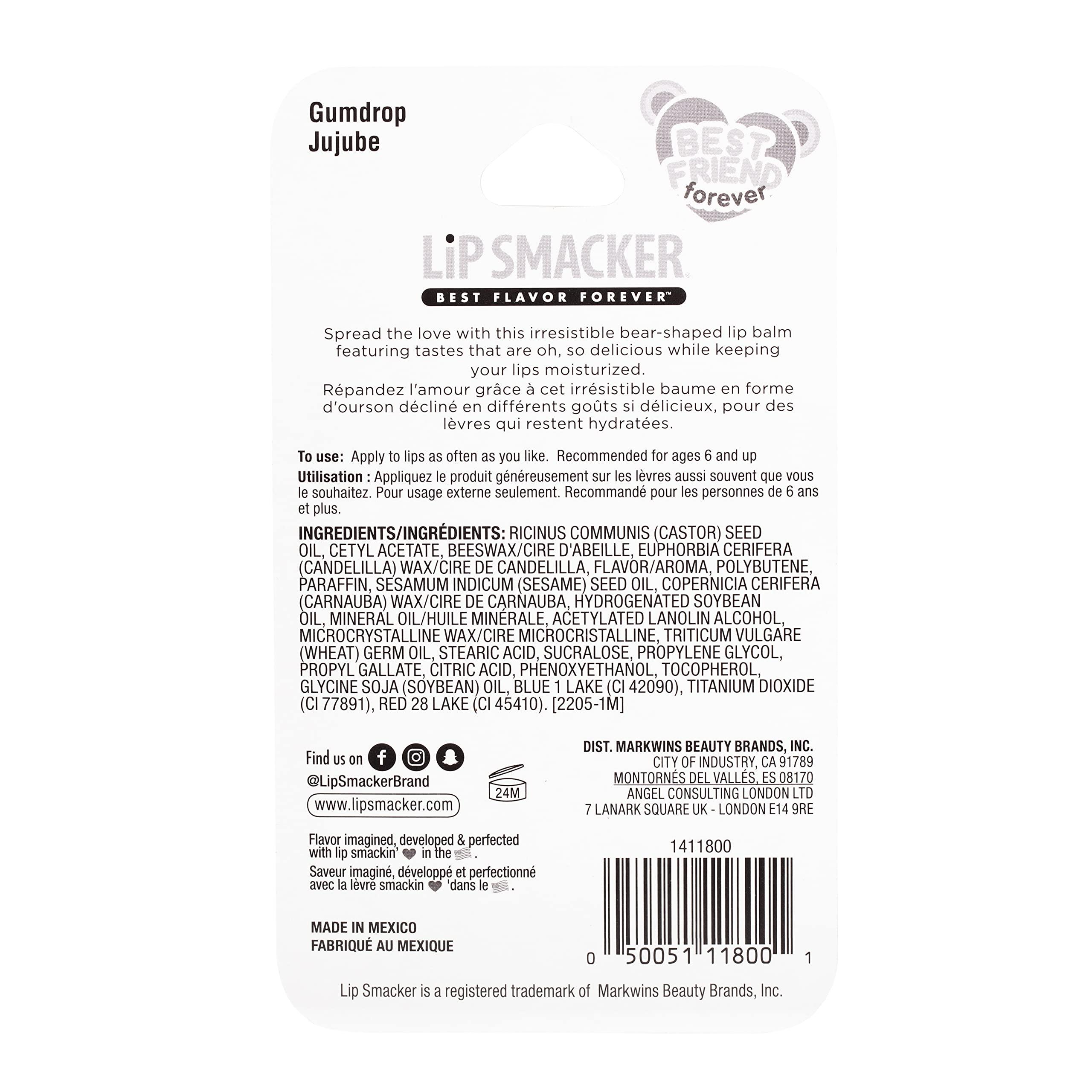 Lip Smacker Lip Smacker Holiday Sugar Bear Flavored Lip Balm Gum Drop Purple Stocking Stuffer