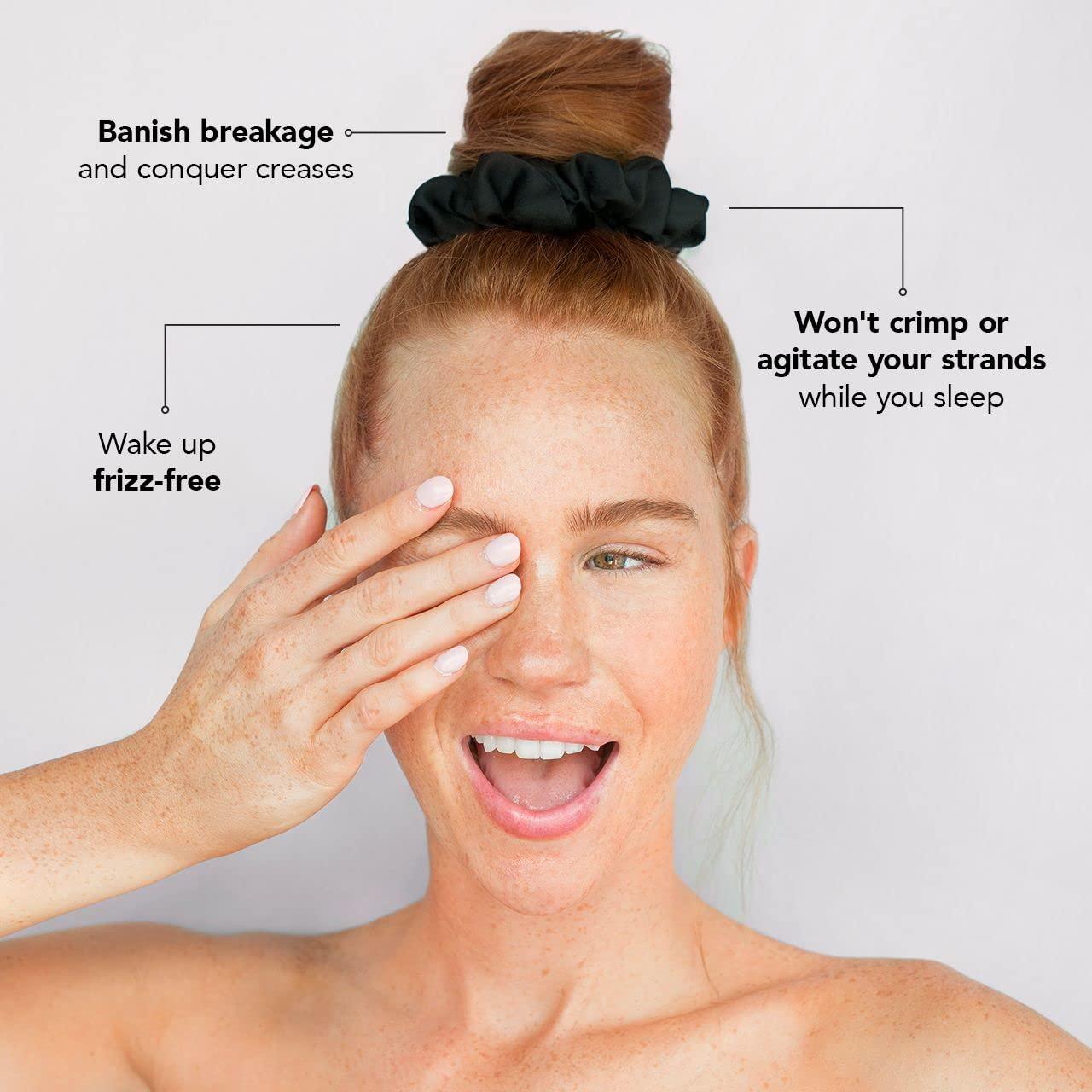 Kitsch Kitsch Microfiber Hair Towel Wrap and Satin Hair Scrunchies (Black, 5 pcs) Bundle with Discount