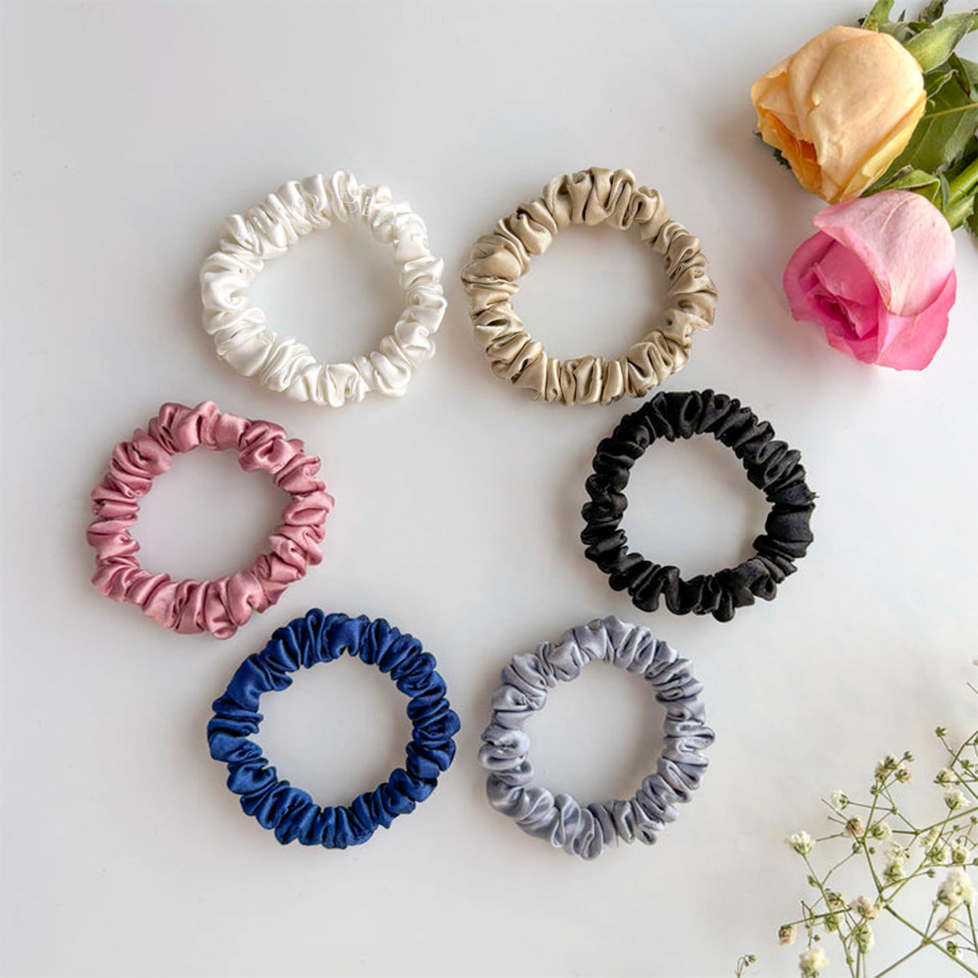 Silvr Bear SILVR BEAR Luxury Satin Scrunchies, Satin Hair Ties for Thick, Thin & Curly Hair, Scrunchies for Women, Girls & Men Softer than Silk Hair Ties (Classic Skinny)