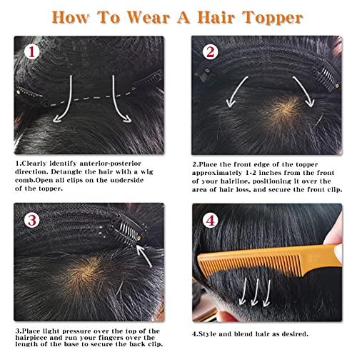 Askuang Askuang Hair Toupee for Men Clip in Crown Topper Hair Extensions Mens Hair Piece for Hairline Loss Covering White Loss Hair Toupee Wig Short Hair Toppers for Men Natural Black
