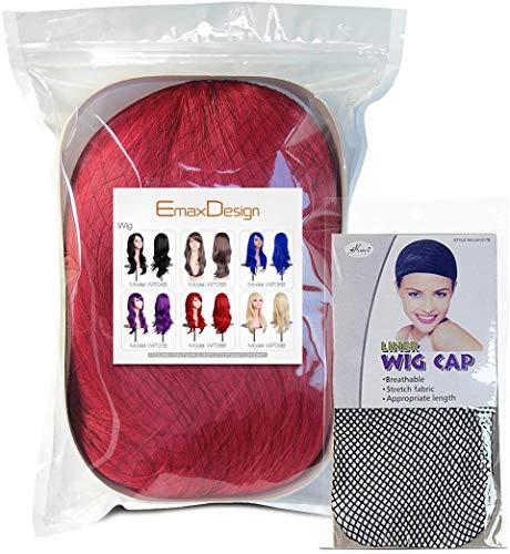 EmaxDesign EmaxDesign Wigs 28 inch Wavy Curly Cosplay Wig With Wig Cap and Comb (Red)