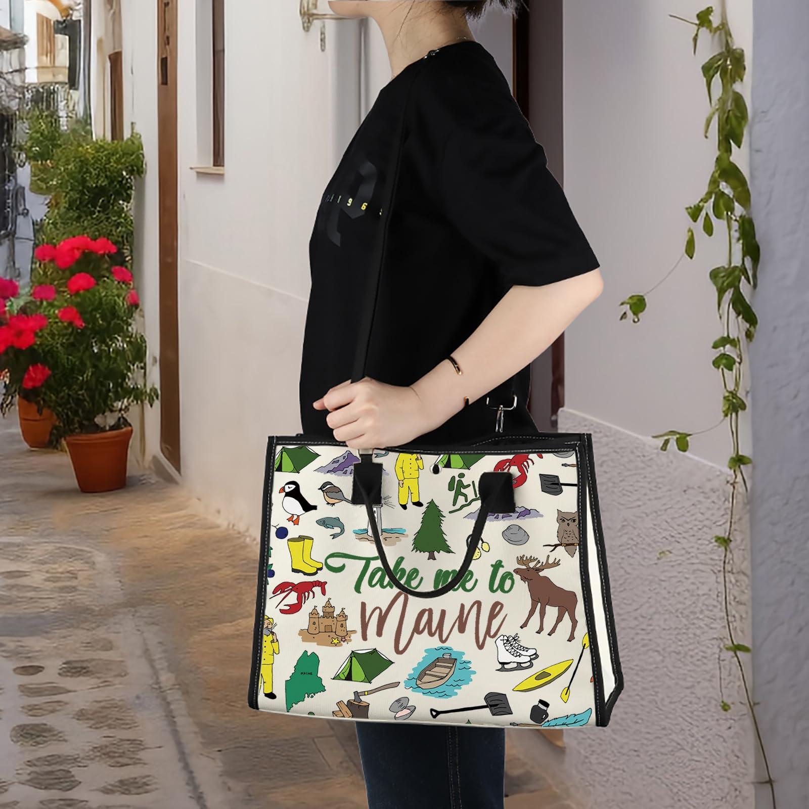 WZMPA WZMPA Maine State Cosmetic Bag Maine Souvenir Gifts Take Me To Maine Zipper Pouch Bag Maine State Merchandise (To Maine-TB)