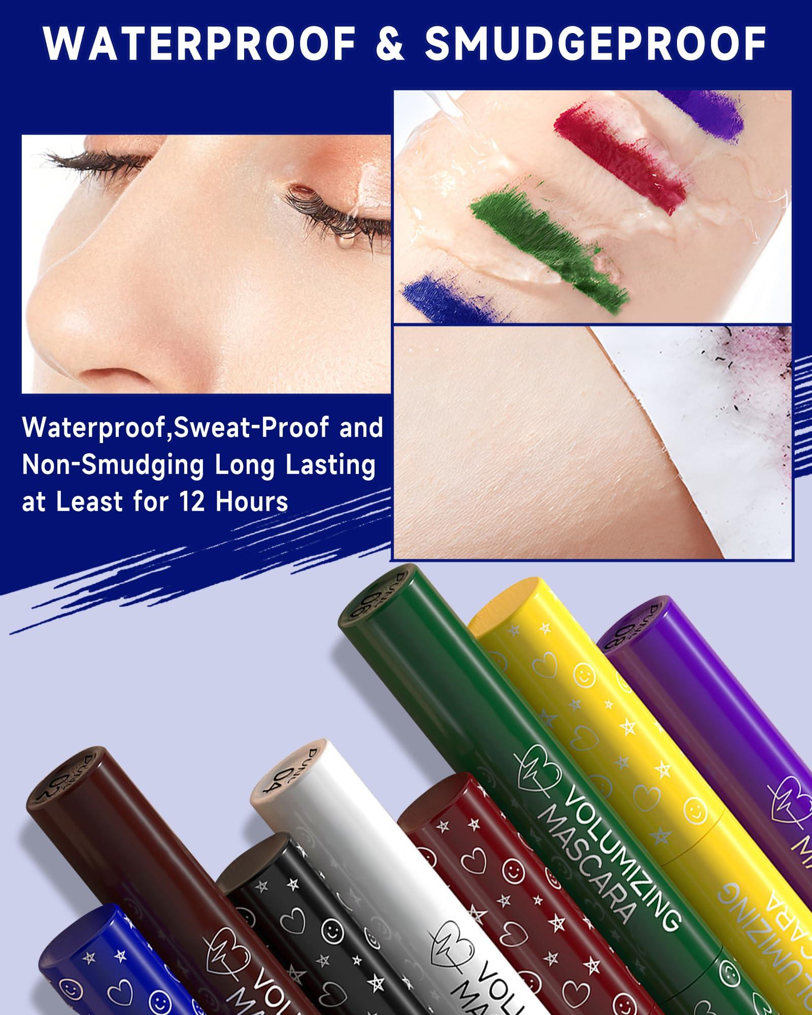 Caedelfly Blue Waterproof Mascara Volume and Length, Long Lasting Colored Liquid Tubing Mascara Lash Extensions for Eyelashes,Smudge-Proof Curling Voluminous Mascara Cosplay Party Women Eye Makeup Gift-01