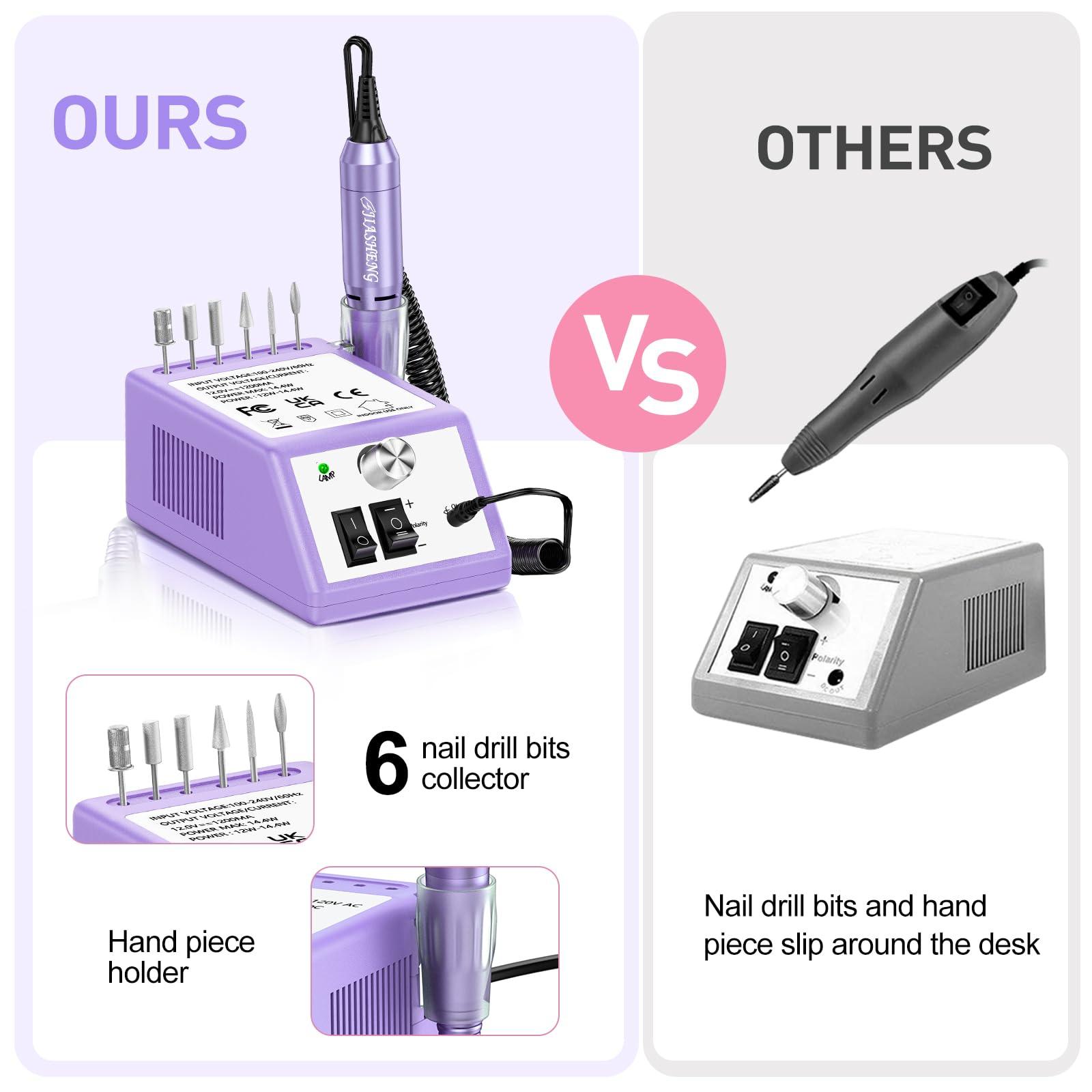 JIASHENG JIASHENG Professional Nail Drill, 20000rpm Electric Nail Drill Machine, Electric Nail File Drills for Acrylic Nails Gel Nails Manicure Pedicure Tools for Salon Use, Violet