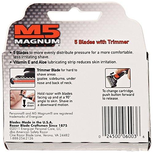 Magnum M5 M5 Magnum Razor Cartridge Blades with Trimmer, 4 Count Refill Blades (2 Pack)