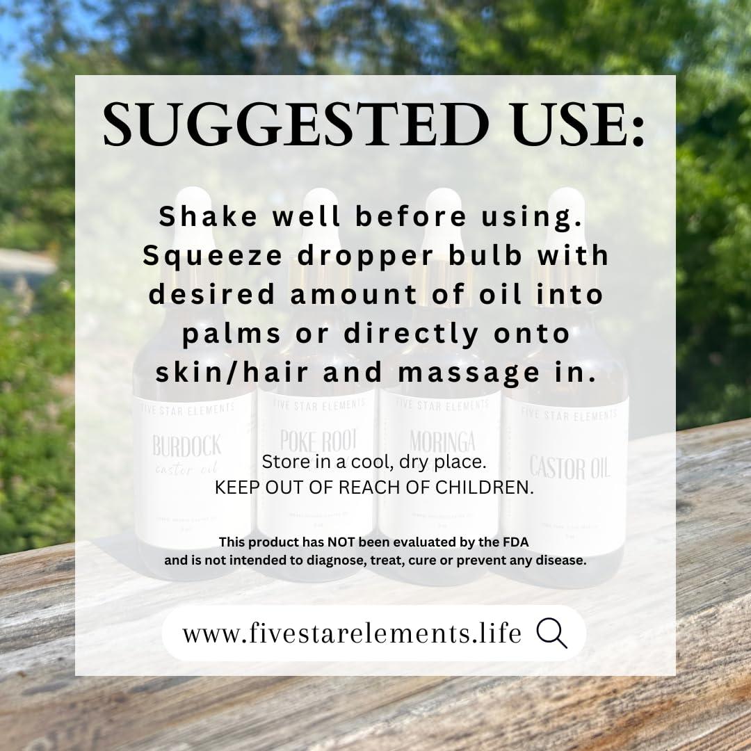 Five Star Elements Five Star Elements Poke Root Castor Oil 2oz, Clear