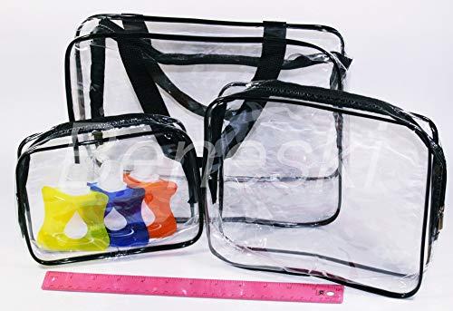Beneski 3 pcs TSA Approved Clear Toiletry Makeup Bag for Liquid Bottles/Cosmetic 3-1-1 PVC Includes 3-3oz Travel Bottles
