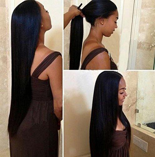 Mike & Mary Mike & Mary® Virgin Hair Grade 8A Top Brazilian Straight Hair Lace Front Wigs for Black Women with Baby Hair Human Hair Lace Wigs (26inch, #1b)