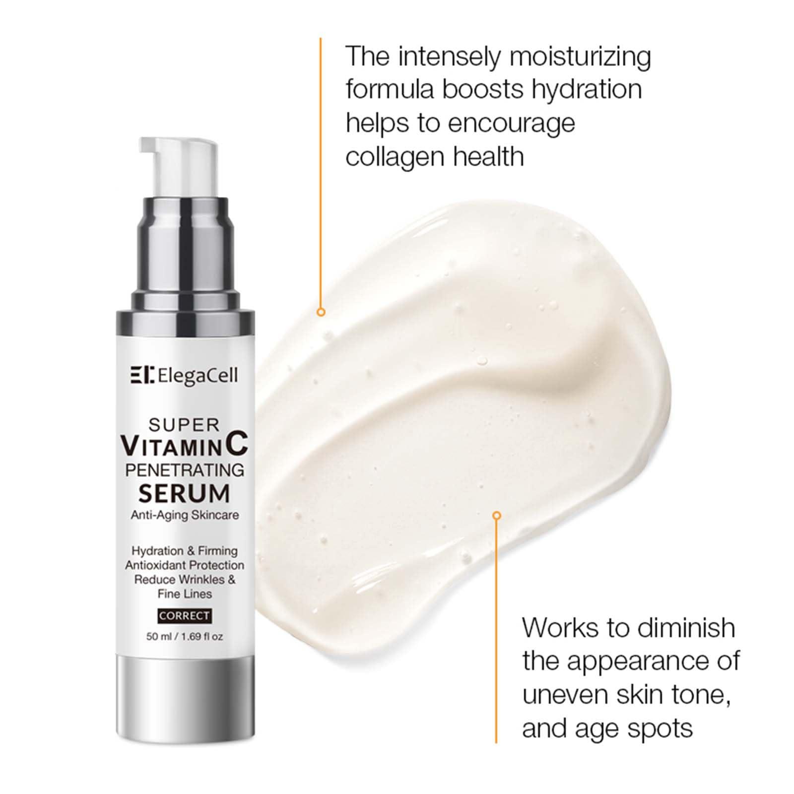 Elegacell ElegaCell Super Vitamin C Serum for Women Over 70 - Advanced Anti-Aging Vitamin C Face Serum,Super Vitamin C Penetrating Serum for Mature Skin, All-in-One Formula 1.69 fl oz