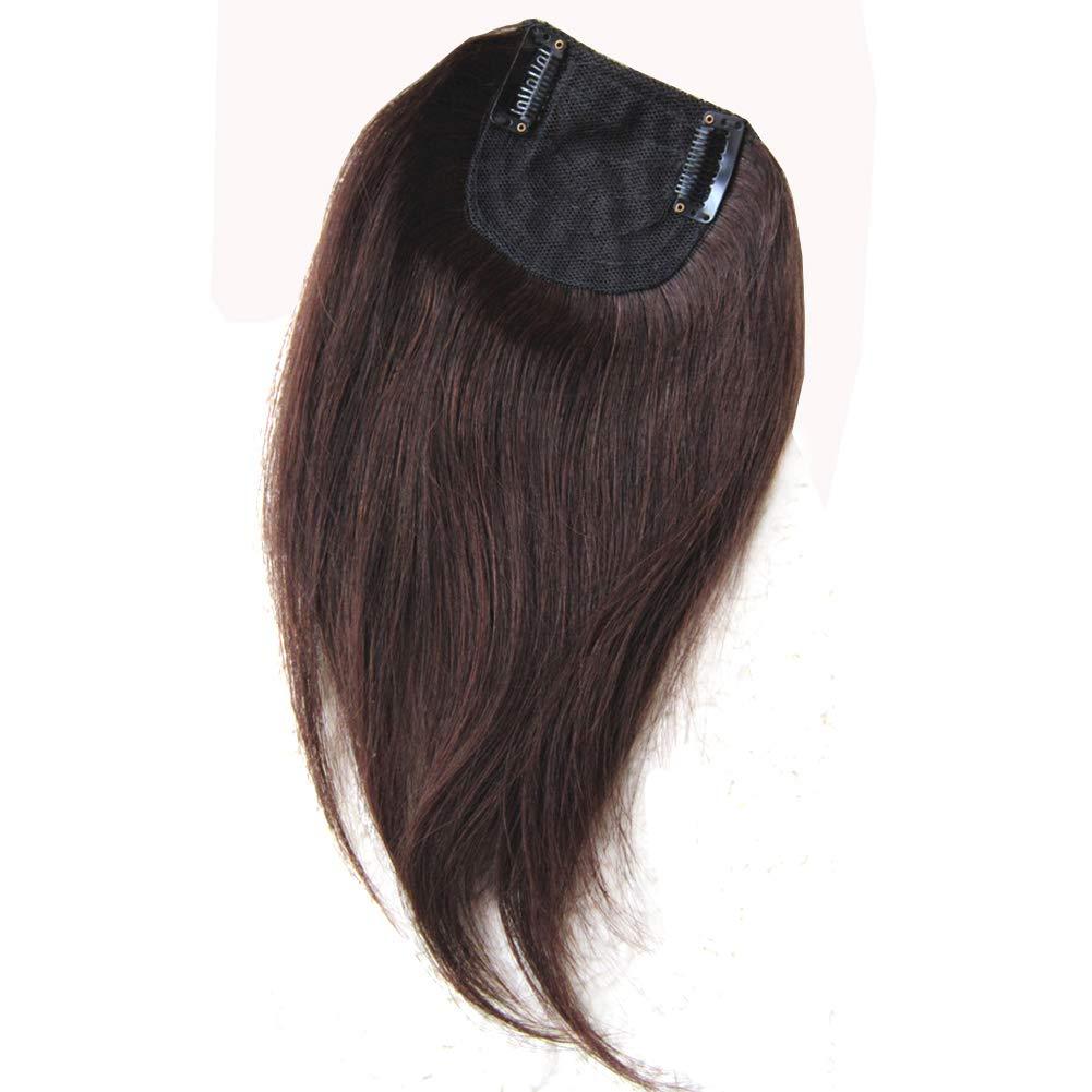 LesafeV LesafeV Long Side-Part Straight Thick Bangs Seamless Front Fringe Hairpiece Clip in Human Hair 10\" Light Brown