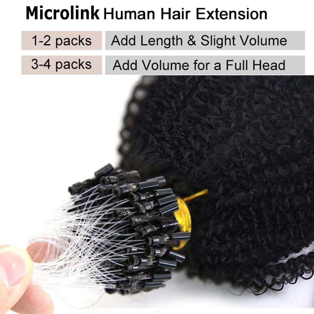 Kiss darling LASHES Jerry Curly Micro Loop Ring Hair Real Human Hair Micro Link Human Hair Extensions Natural Black, Bouncy Curly Micro Beads Hair Extensions for Women 22\"inch 100g 1g/S