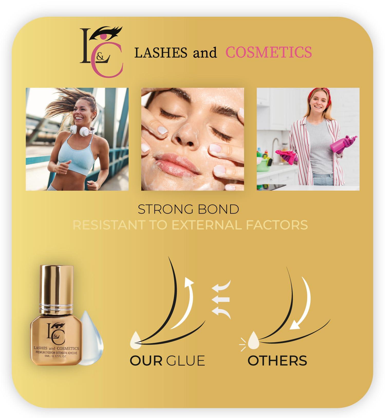 KC Republic Eyebrow Extensions Premium Kit with 1 x Trays of Mink Eyebrows in Dark Brown Comes on Mixed Length Trays 5-8 Mm Mix, Eyebrow Premium Glue Clear & Dual Pack (Straight & Curved Tip) Extension Tweezers