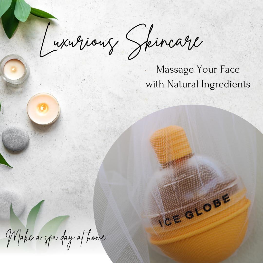 Facial Ice Globe Mango Frozen Face Roller | Ice Ball for Face - Soothing Facial Ice Roller for Women and Men, Skin Refreshing Face Icer, Ideal for Puffiness Relief
