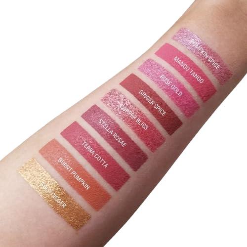 Aromi Aromi Copper Metallic Liquid Lipstick, Rosy Bronze Lip Color with Glittery Finish, Long-lasting Makeup, Vegan and Cruelty-free, Handmade (Copper Bliss)